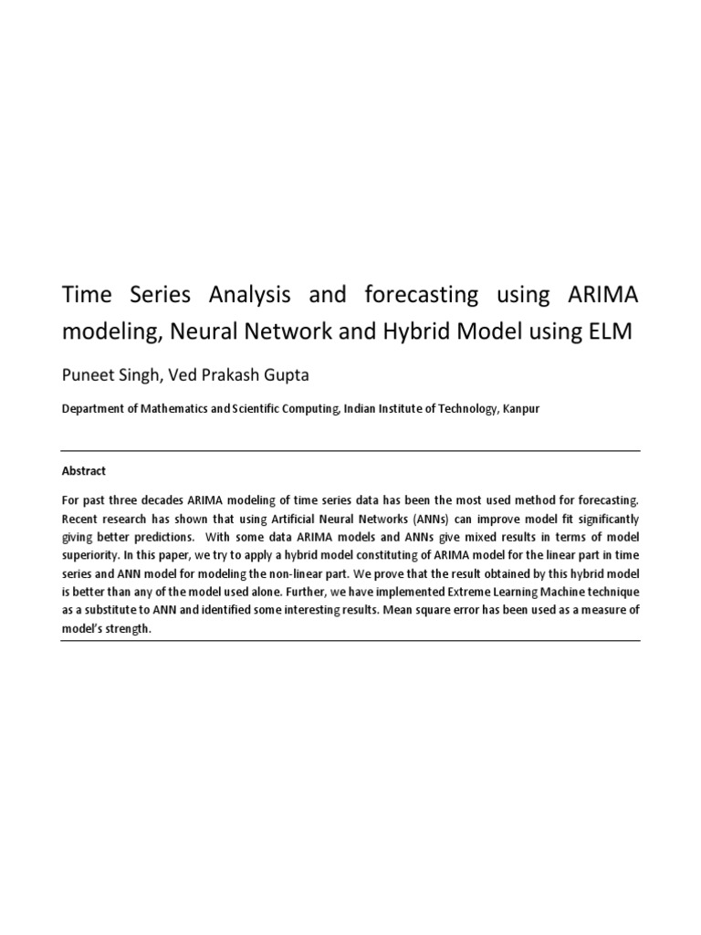 Hybrid ARIMA-ANN Model for Forecasting | PDF