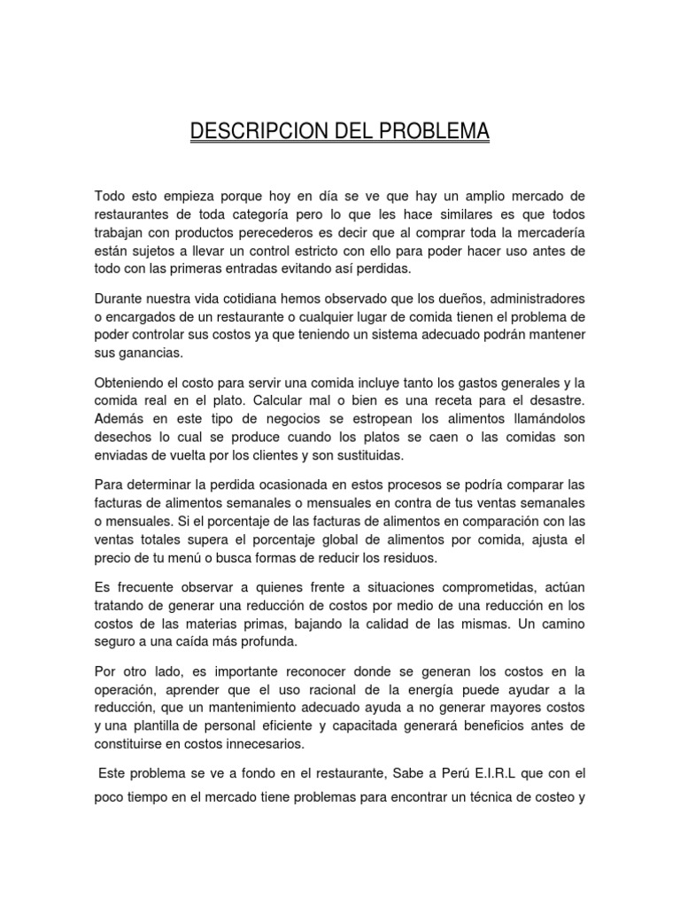 PROBLEMA.docx | Alimentos | Residuos