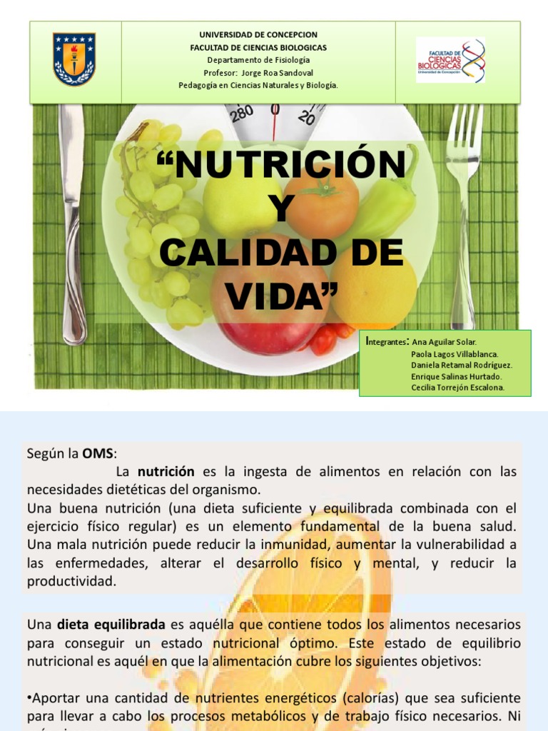 Nutrición y Calidad de Vida según OMS | PDF | Caloría | Obesidad
