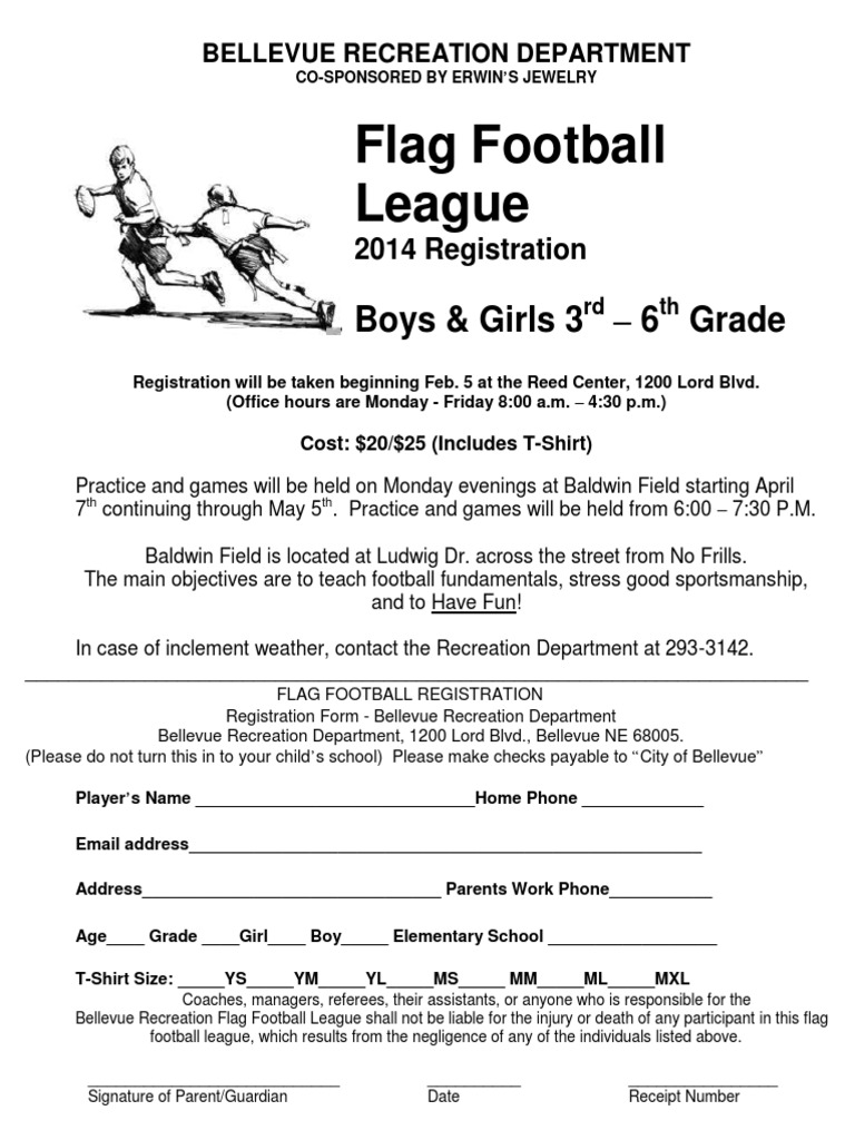 Bellevue Flag Football Registration 2014 | PDF