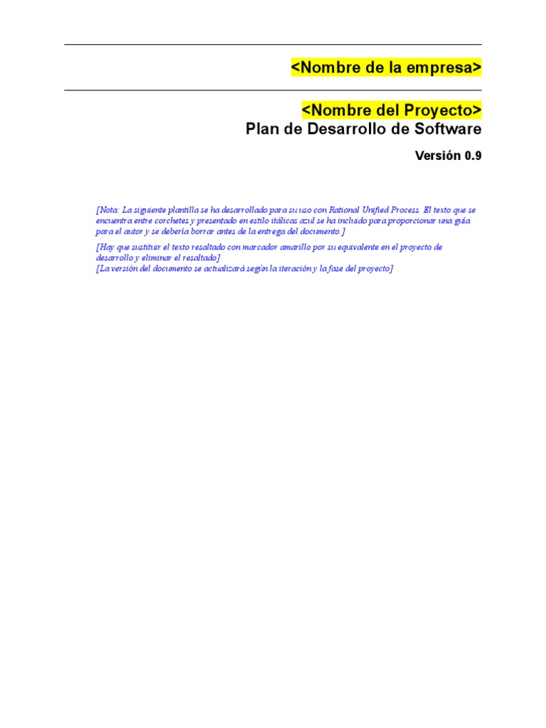Plan de Desarrollo de Software RUP | PDF | Caso de uso | Software
