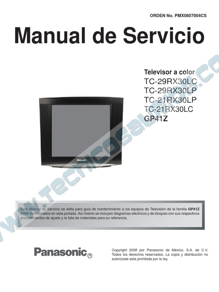 Panasonic TC - 21RX30LC Chasis GP41Z PDF | PDF | Tubo de rayos catódicos |  Control remoto