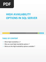 High Availability Options in SQL Server