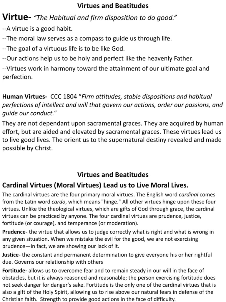 Understanding Virtues and Beatitudes | PDF | Courage | Virtue