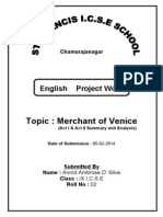 Topic: Merchant of Venice: English Project Work