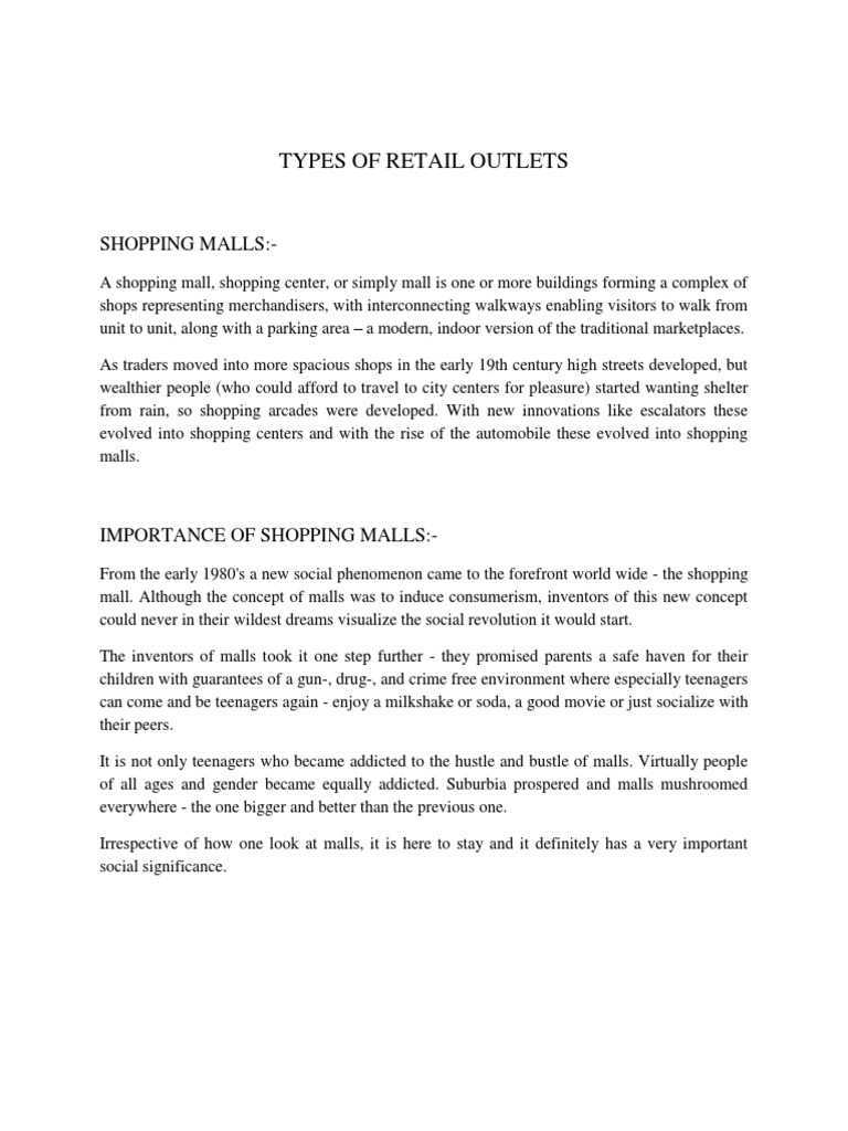Types of Retail Outlets Supermarket Grocery Store Free 30day