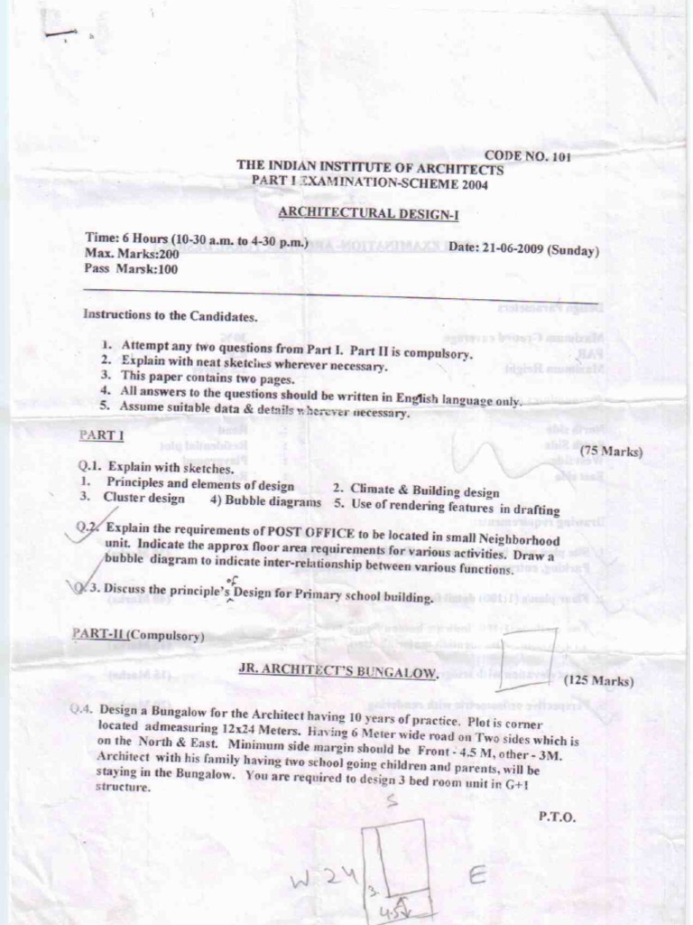 Architectural Design Question Paper Dec 2009 PDF Engineering Design