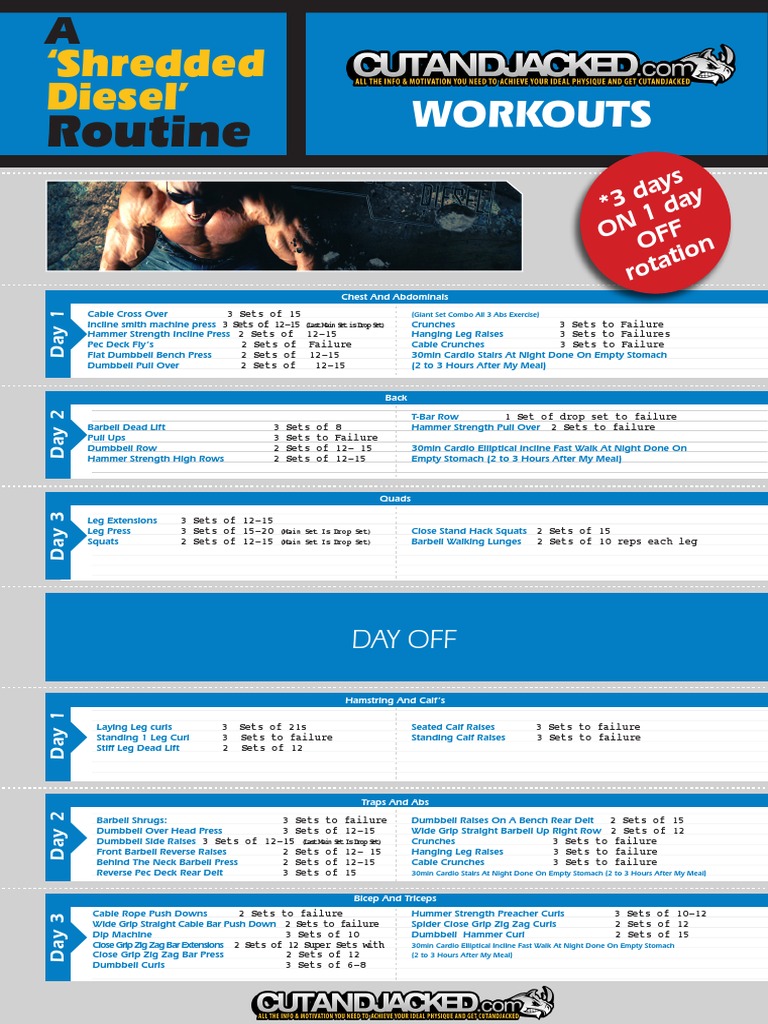A Shredded Diesel's Cutting Routine A Detailed 3 Day Split Focusing on