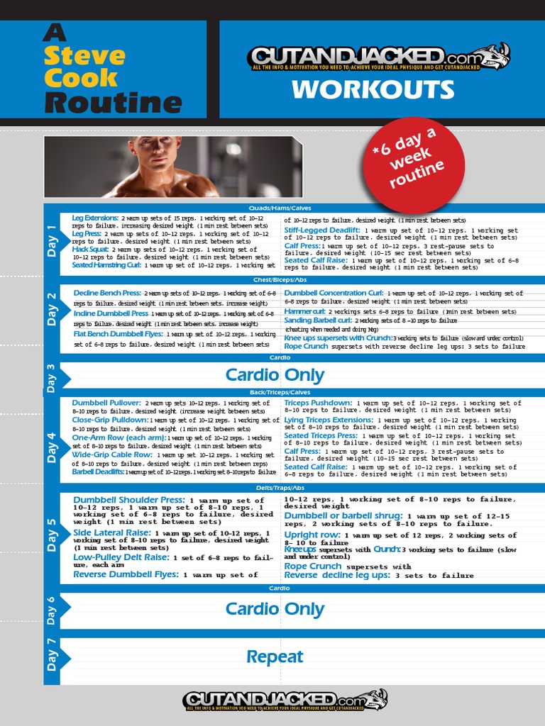 Steve Cook's 6-Day Workout Routine | PDF | Wellness
