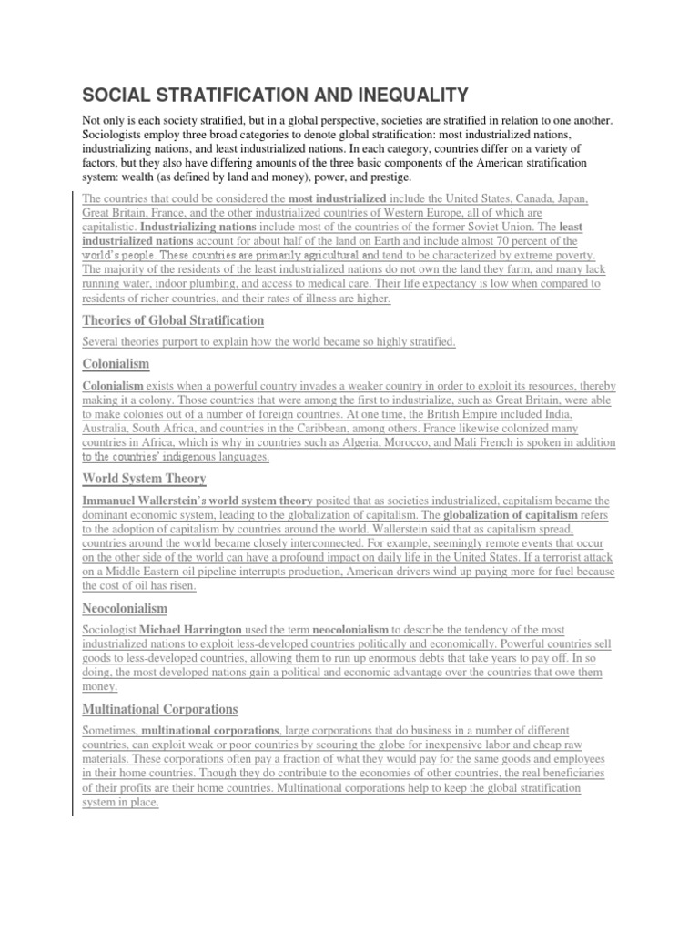 World System Stratification | PDF | Social Stratification | World ...