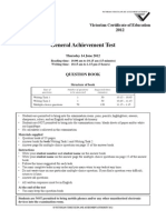 General Achievement Test: 9Lfwruldq&Huwl¿Fdwhri (GXFDWLRQ 2012