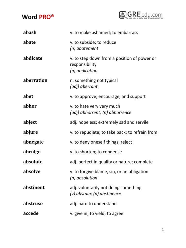 Word Pro Word List | PDF