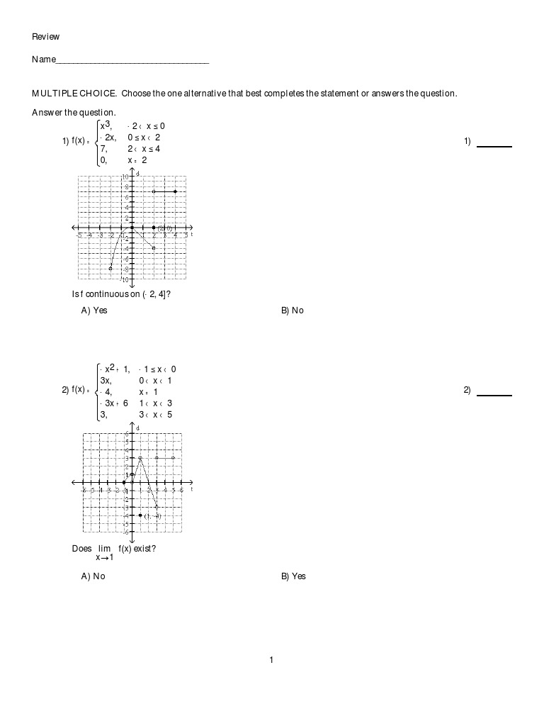 Continuity and Limit Problems Review | PDF | Teaching Mathematics