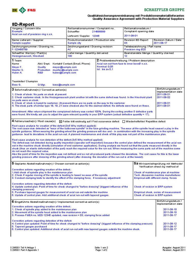 Sample 22D Report  PDF  Wear  Industries With Regard To 8D Report Format Template
