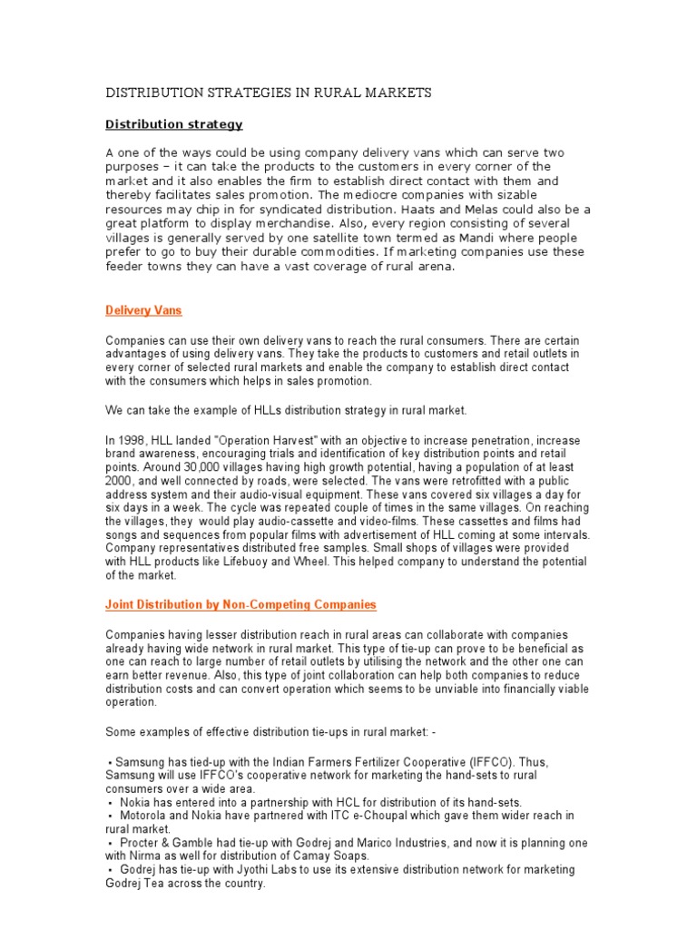 Rural Market Distribution Strategies | PDF | Retail | Insurance