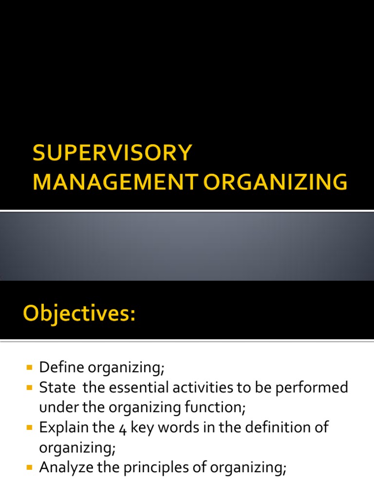 Supervisory Management Organizing | PDF | Behavioural Sciences | Psychology