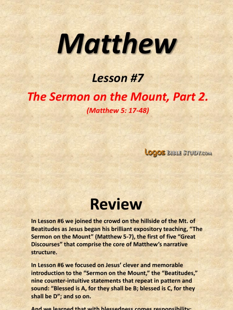 The Sermon On The Mount, Part 2 | PDF | Mitzvah | Sermon On The Mount