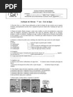 Avaliação II - 7º ano - Ciclo da água