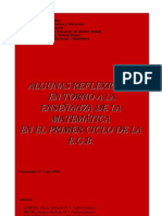 ALGUNAS REFLEXIONES ENTORNO A LA ENSENIANZA DE LA MATEMáTICA EN 1 CICLO