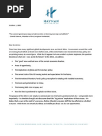 HCMF Investor Letter October 2009 FINAL
