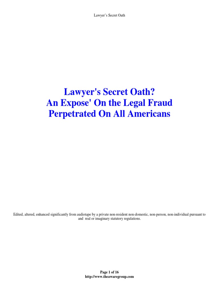 The Lawyers Secret Oath PDF Uniform Commercial Code Bankruptcy