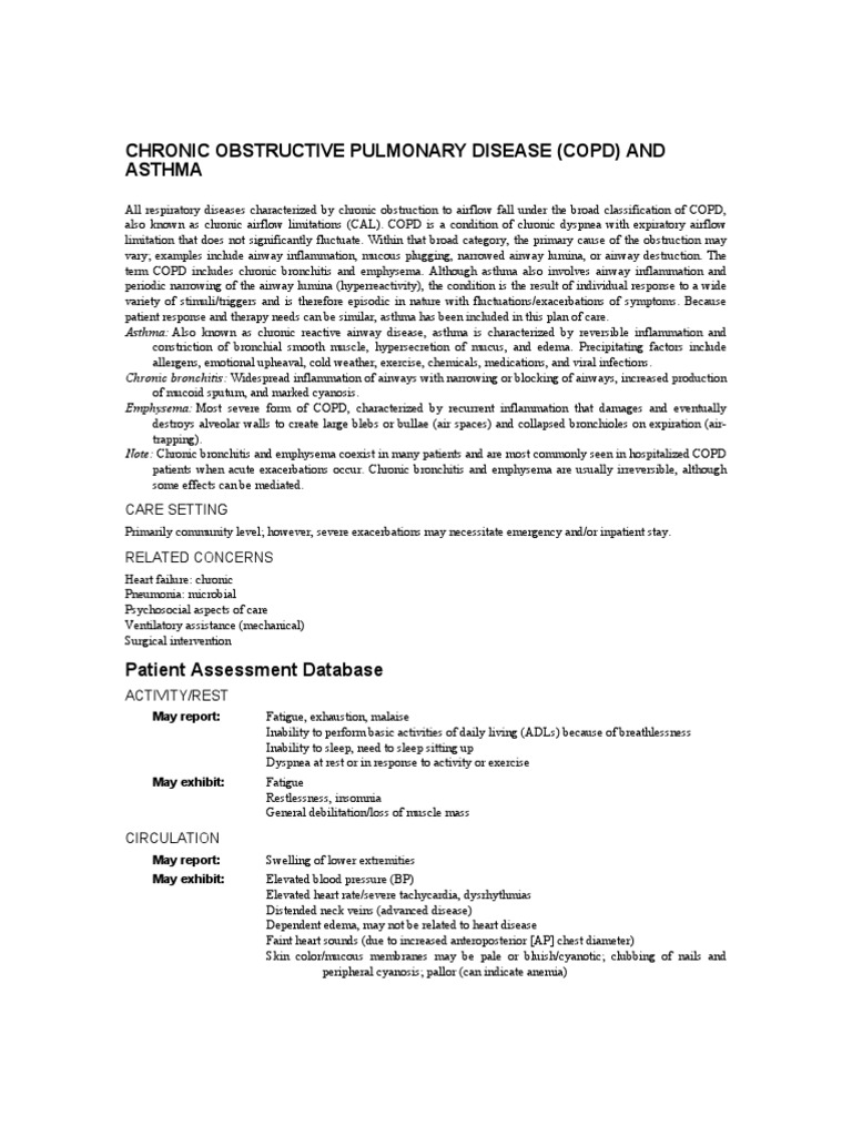 COPD Overview and Care Strategies | PDF | Chronic Obstructive Pulmonary ...