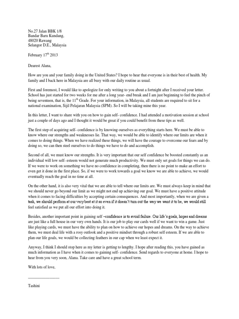 Informal Letter Essay Sample | PDF | Goal | Action (Philosophy)