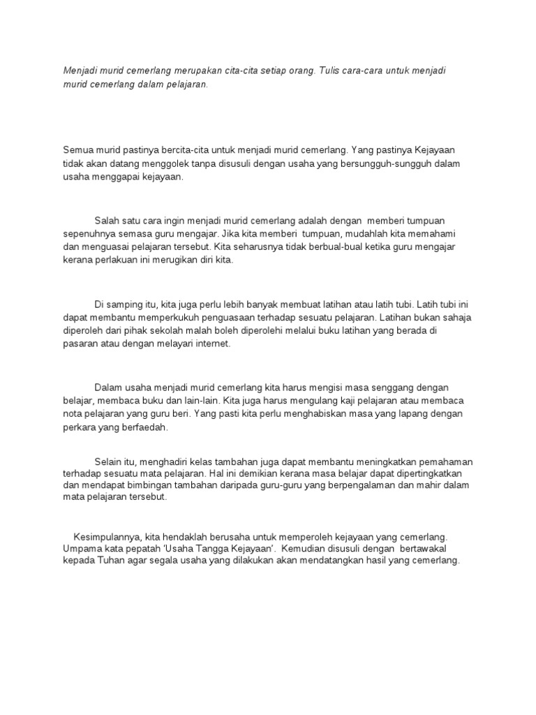 Cara Menjadi Murid Cemerlang Pdf