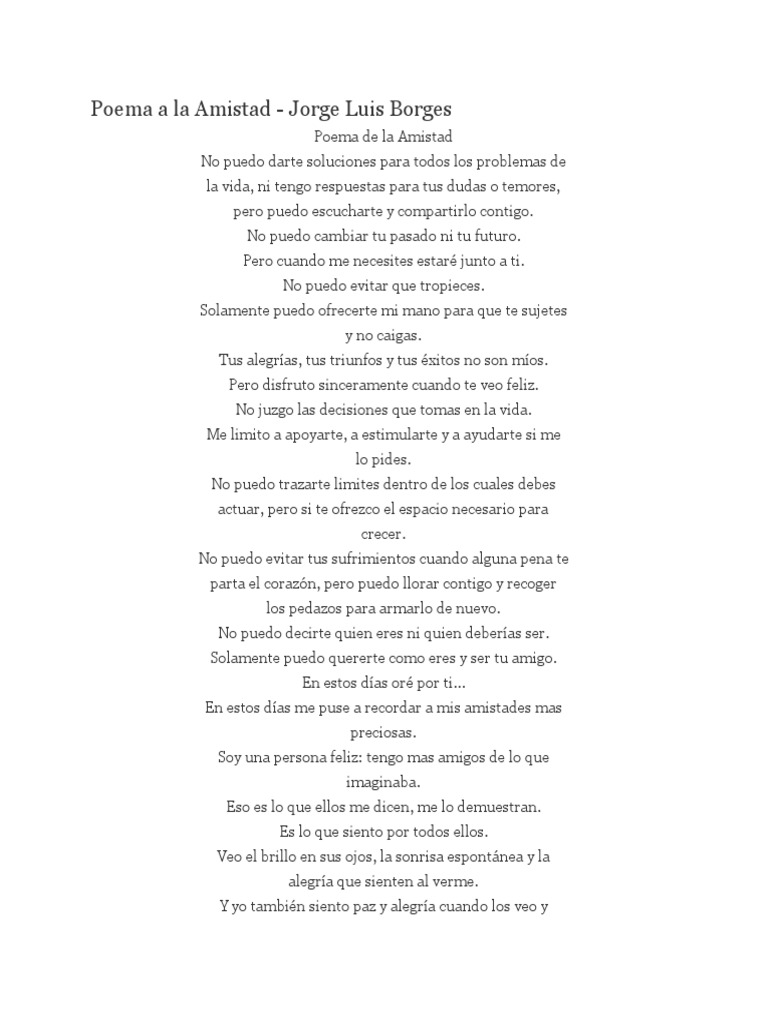 Poema A La Amistad Jorge Luis Borges PDF