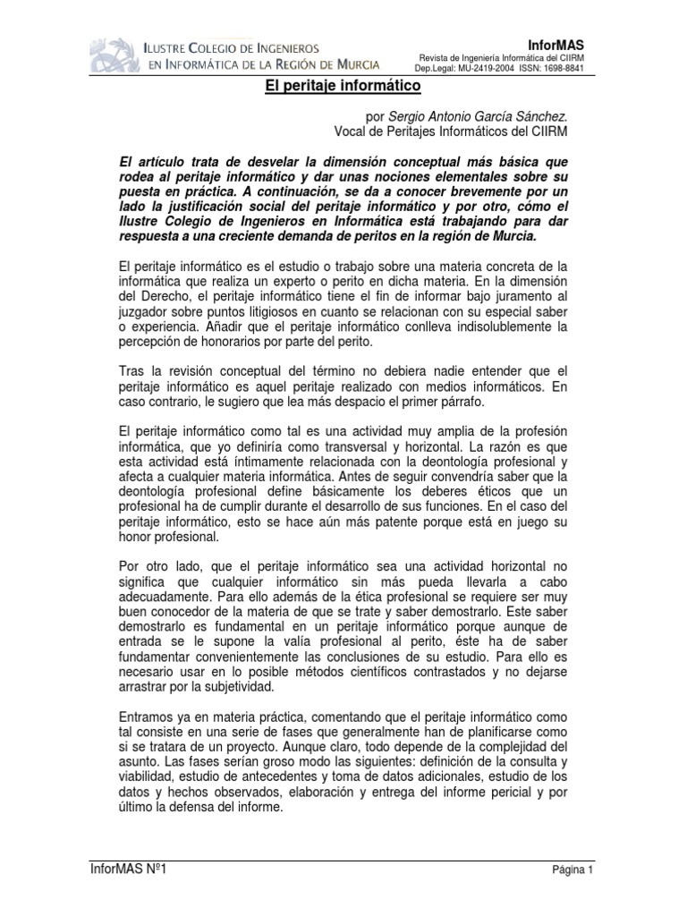 Introducción al Peritaje Informático | PDF | Testigo experto | Conocimiento