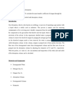 Title of Experiment: Gas Absorption Objective of Experiment: To Calculate The Mass Transfer Coefficient of Oxygen Through The