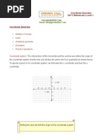 Coordinate Geometry - SAT 2 Mathematics Level 1 - Tutorial and Worksheet