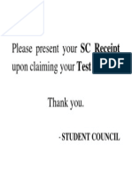 Please Present Your SC Receipt Upon Claiming Your Test Permit. Thank You