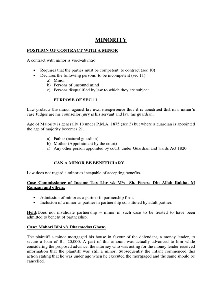 Contracts with Minors & Incompetents | PDF | Legal Guardian | Common Law