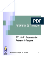 FET - Aula 01 - Fundamentos Dos Fenômenos de Transporte PDF
