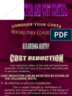 Cost Reduction and Control