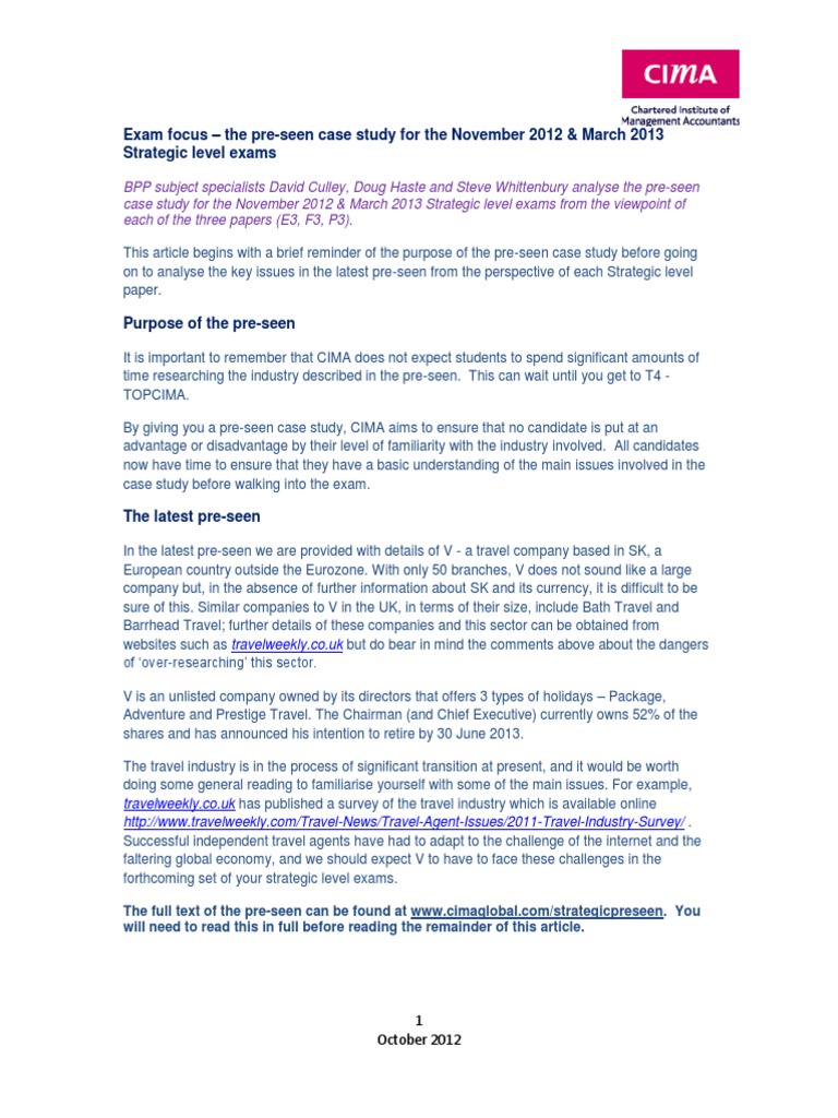 CIMA Strategic Exam Case Study Analysis | PDF | Dividend | Stocks