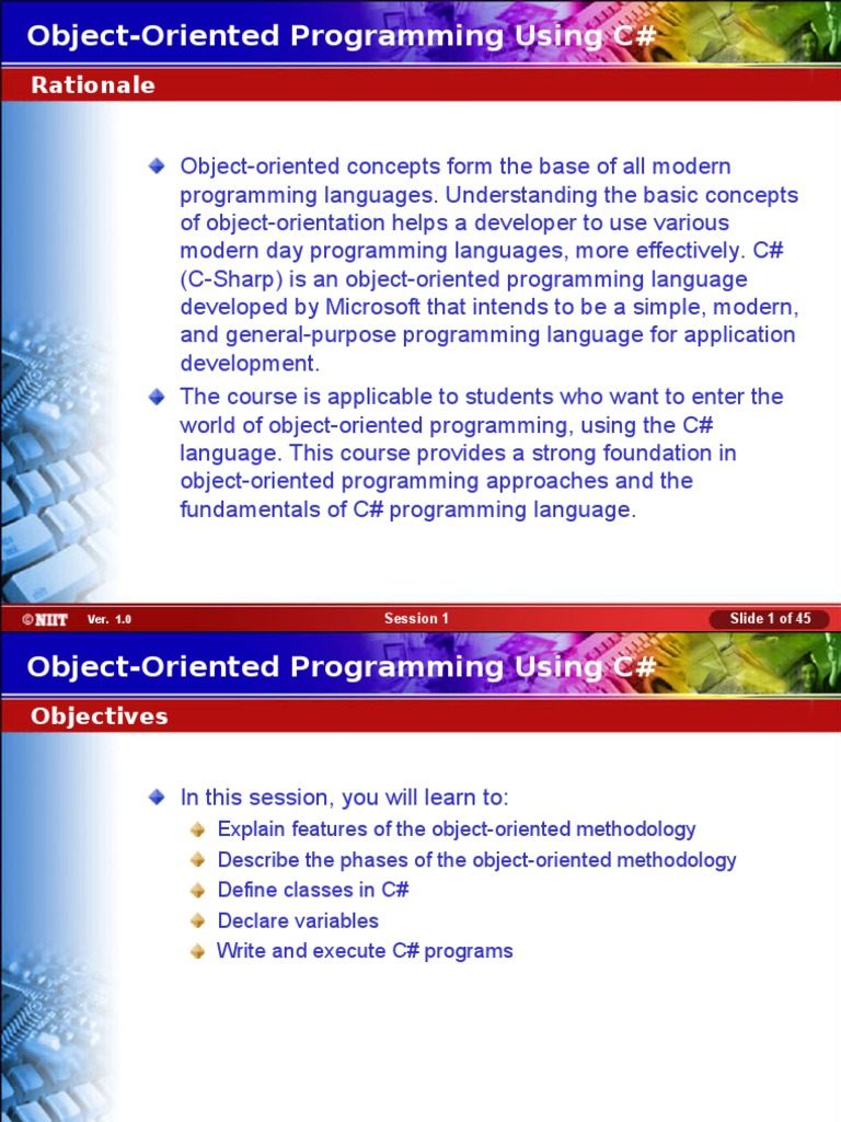 01 Iec t1s1 Oops Session 01 | PDF | C Sharp (Programming Language) | C ...