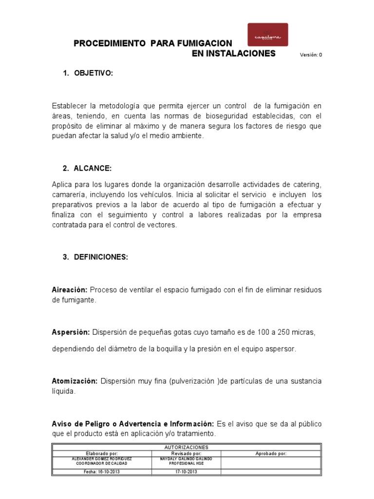 Procedimiento de Fumigación en Instalaciones | PDF | Mosca | Pesticida