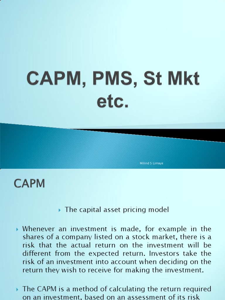 Lect 11 - FM&I - CAPM Etc | PDF | Capital Asset Pricing Model ...