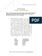 Family Word Search Worksheet