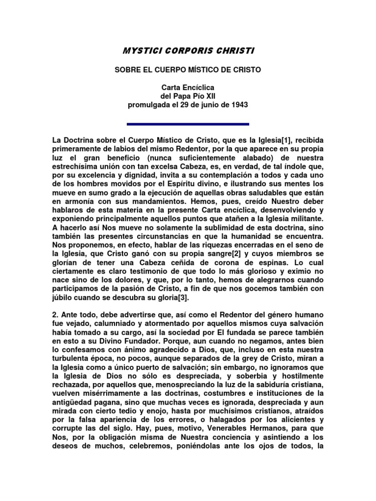 Doctrina del Cuerpo Místico de Cristo | PDF | Cristo (título) | Iglesia ...