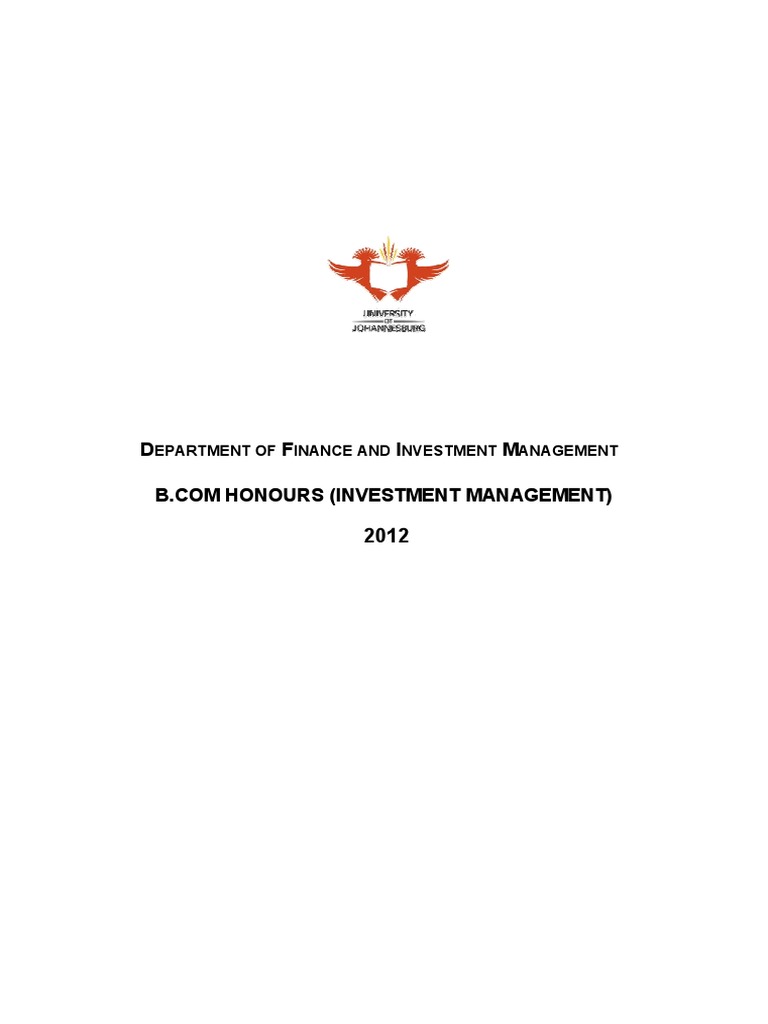 B Com Honours Investment Management Brochure PDF Investment