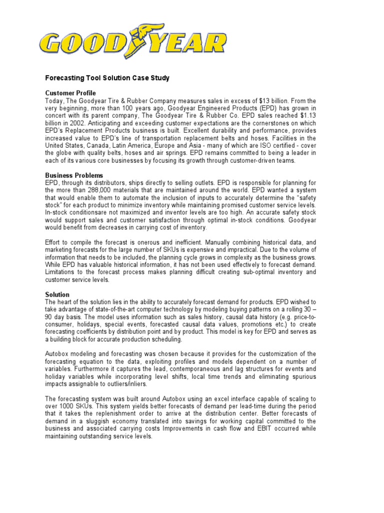 Forecasting Tool Solution Case Study Customer Profile Download Free