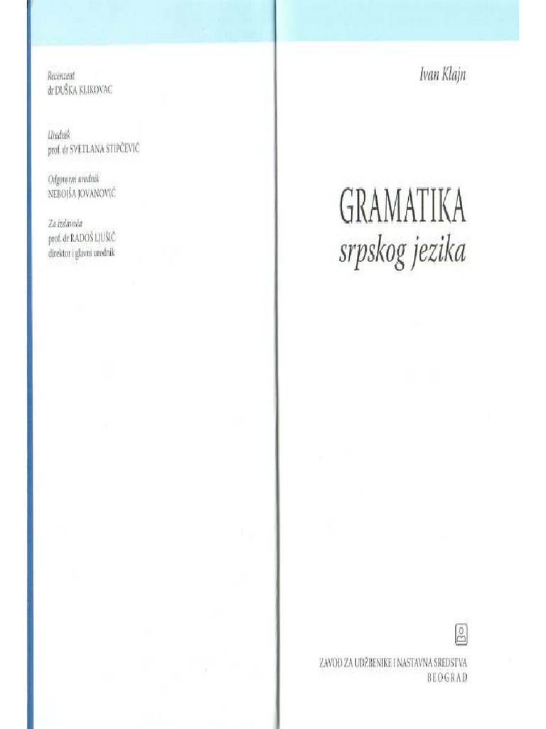 Gramatika Srpskog Jezika | PDF