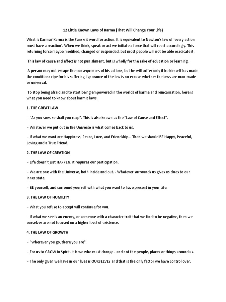12 Transformative Laws of Karma | PDF | Karma | Behavioural Sciences