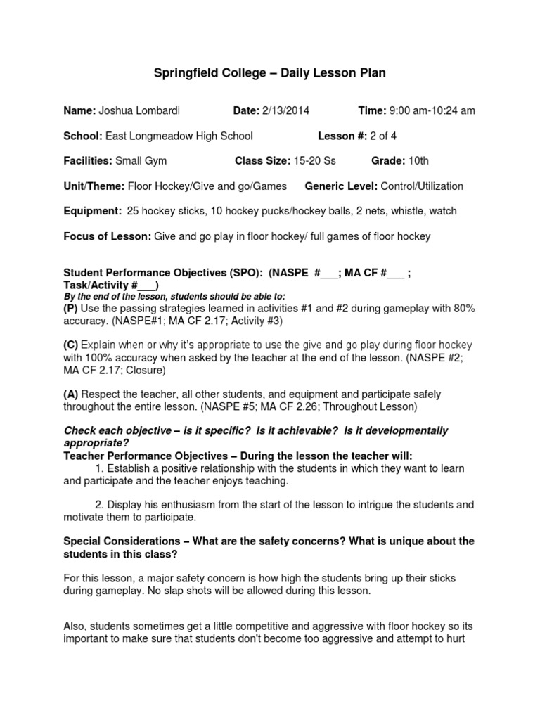 lp2 Floor Hockey PDF Teachers Team Sports