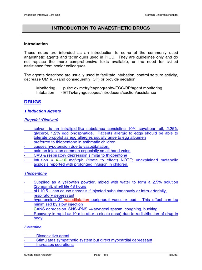 Anaesthesia drugs used commonly Anesthesia Medical Treatments
