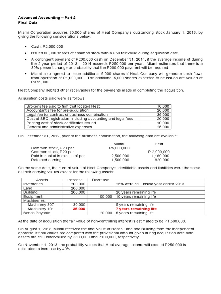 Business Combination Comprehensive Exam PDF Corporate Jargon