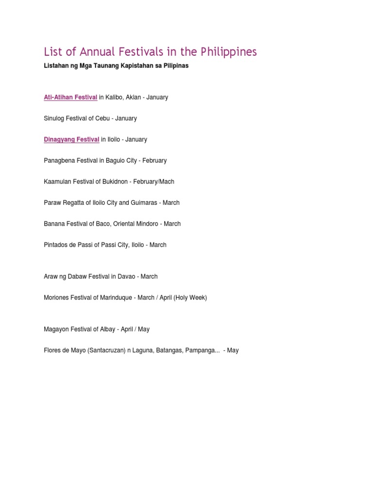 List of philippine festivals discount